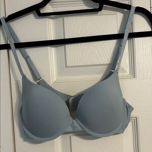 DANSKIN Soft Blue Underwire Full Coverage Lined Bra 36B Lace Adjustable Push-Up